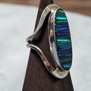 Mexican Opal Silver Size 6 Hippy Ring